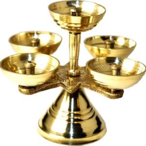 hinduportal Five Wick Brass Diya
