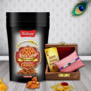Midiron Wooden Box Cashew Rakhi
